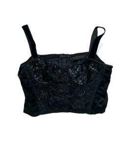 Gorset Czarny Koraliki Vintage (s)